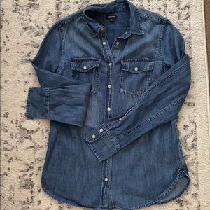 J Crew Jeans Snap Button Chambray Shirt Size 4